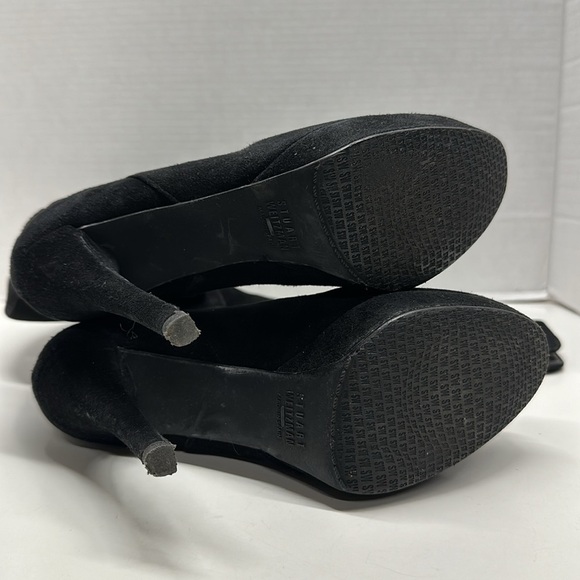 Stuart Weitzman Boots Tall Pull On Suede Leather High Heeled Boot Black Size 6 - Picture 4 of 8
